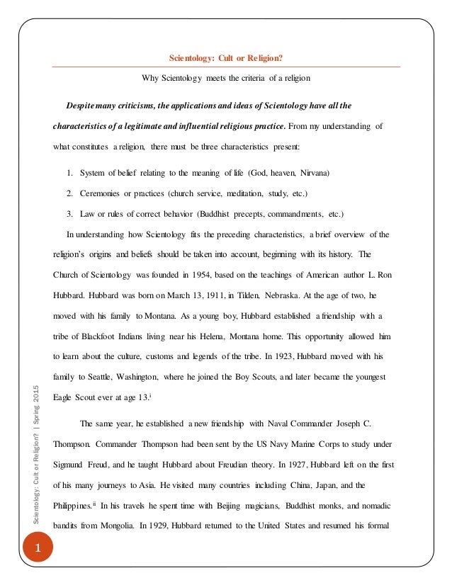 Research paper on scientology