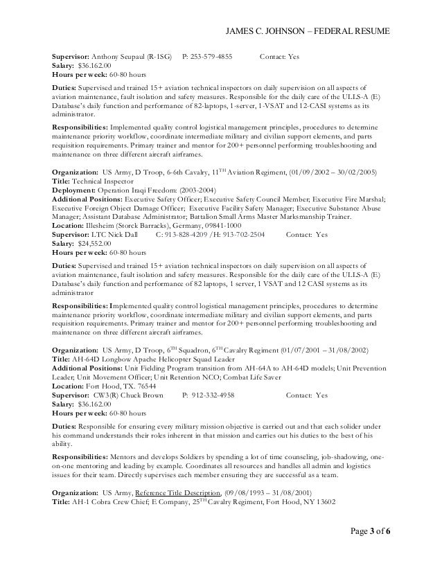 military to federal resumes