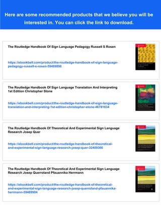 The Routledge Handbook Of Sign Language Pedagogy Russell Scott Rosen | PDF