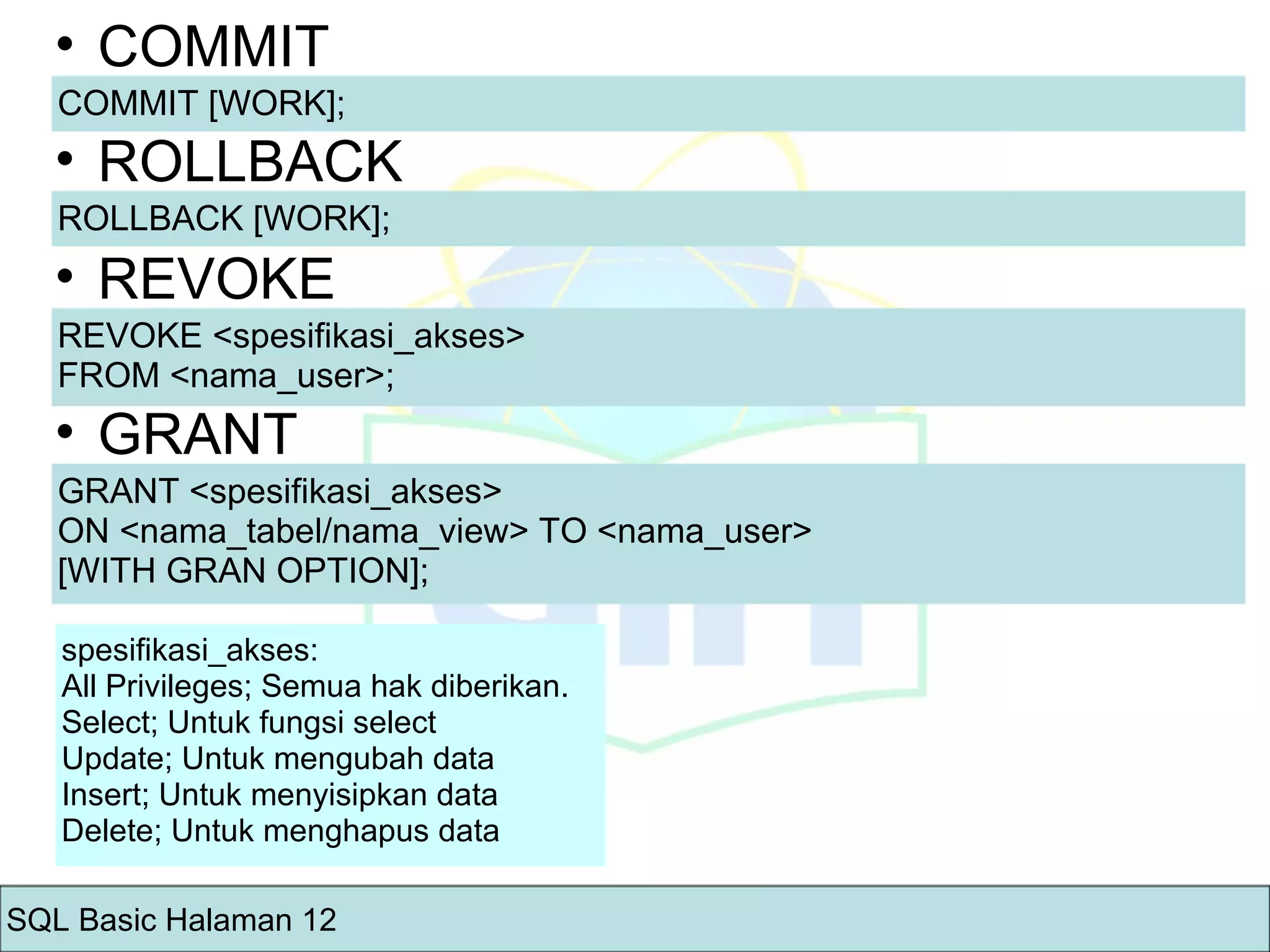 Pertemuan 5 - SQL Basic | PPT