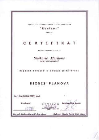 Certifikat I