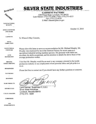 Silver State Industries letter