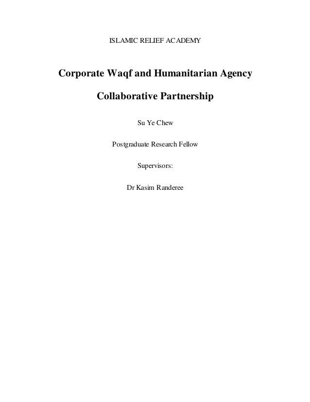Corporate Waqf And Humanitarian Agency Collaborative Partnership