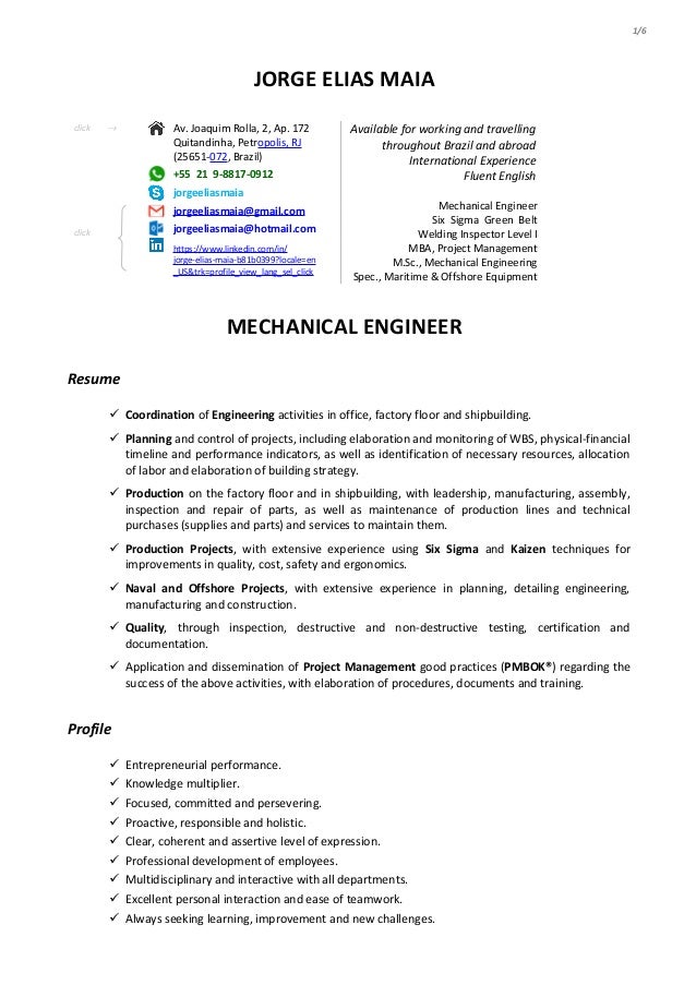Cv Jorge Elias Maia Mechanical Engineer