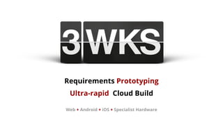 Requirements Prototyping
Ultra-rapid Cloud Build
Web + Android + iOS + Specialist Hardware
 