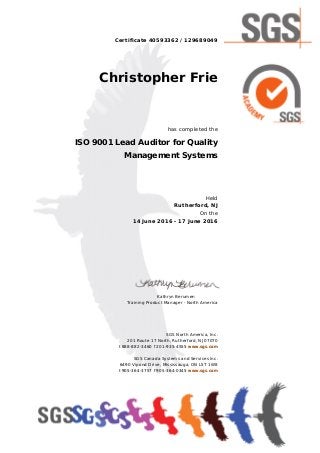 ISO 9001 2015 Lead Auditor Certificate