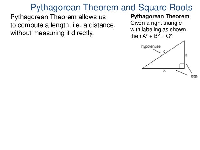 52 pythagorean theorem and square roots