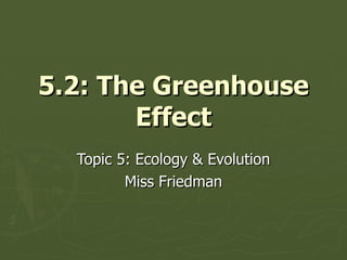 5.2: The Greenhouse Effect Topic 5: Ecology & Evolution Miss Friedman 
