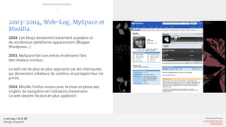 e-art sup | 3A & 3B
Design Interactif
Alexandre Rivaux
arivaux@gmail.com
ixd.education
2003-2004, Web-Log, MySpace et
Mozi...