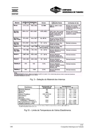 Fig. 3 – Seleção do Material dos Internos
Fig.10 – Limite de Temperatura de Vários Elastômeros
_____________________________________________________________________________
CST
140 Companhia Siderúrgica de Tubarão
__________________________________________________________________________________________
 