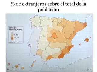 % de extranjeros sobre el total de la
población
 