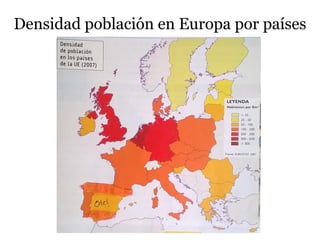Densidad población en Europa por países
 