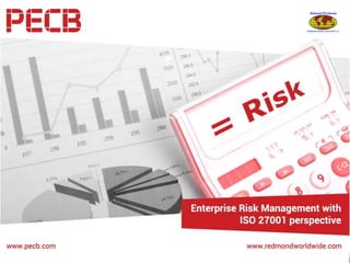 Enterprise Risk Management with
ISO 27001 perspective
Dr. Michael C. Redmond, PhD
ISO 27001, ISO 27035, ISO 22301
MBCP, FBCI, CEM,MBA
1
 