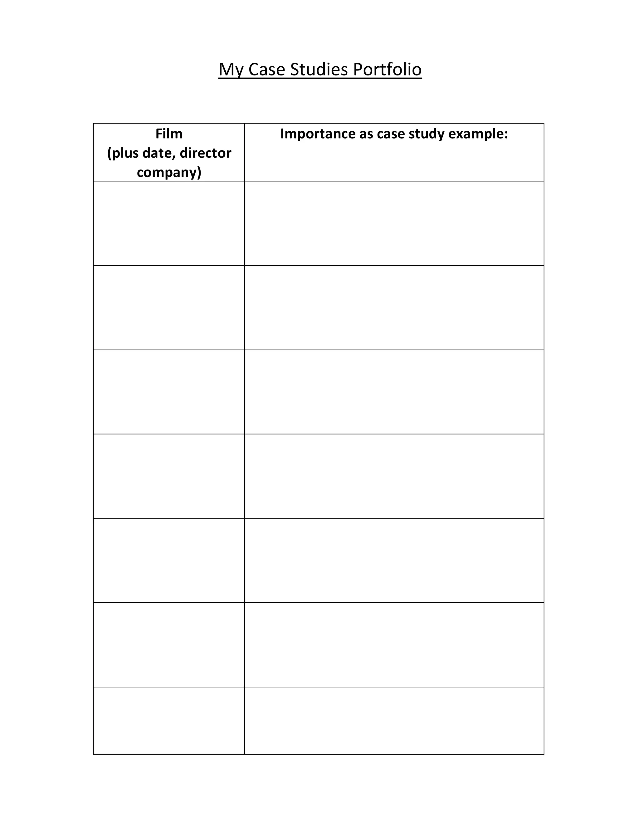 My Case Studies Portfolio


        Film            Importance as case study example:
(plus date, director
     company)
 