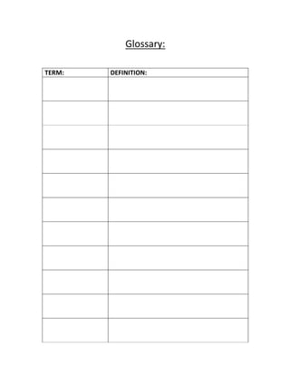 Glossary:

TERM:   DEFINITION:
 