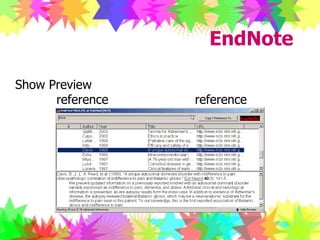 การใช้งานโปรแกรม EndNote ต่อทำการเลือกรายการที่ต้องการ copy (ในที่นี้เลือกทั้งหมด) จากนั้นกดปุ่ม copy…….. (ด้านขวาบนของหน้าต่าง) จะปรากฎเมนูให้เลือกทำการ copy  ให้เลือกตำแหน่ง library ที่ต้องการ copy ข้อมูลไปเก็บไว้ตามต้องการ (ในที่นี้จะใช้ library ที่เปิดอยู่  ให้เลือก Example1.enl) โปรแกรมจะทำการ copy  ข้อมูลทั้งหมดที่เลือกลงใน library ที่ต้องการและจะแสดงข้อมูล ดังรูป