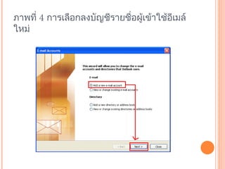 ภาพที่  4  การเลือกลงบัญชีรายชื่อผู้เข้าใช้อีเมล์ใหม่ 