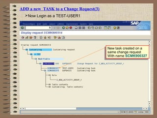 ADD a new TASK to a Change Request(3)
Now Login as a TEST-USER1
New task created on a
same change request
With name SCMK900327
New task created on a
same change request
With name SCMK900327
 