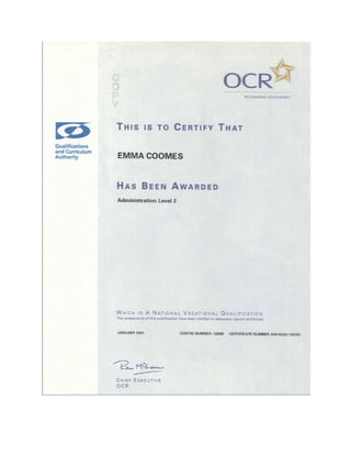 Administration Certificate