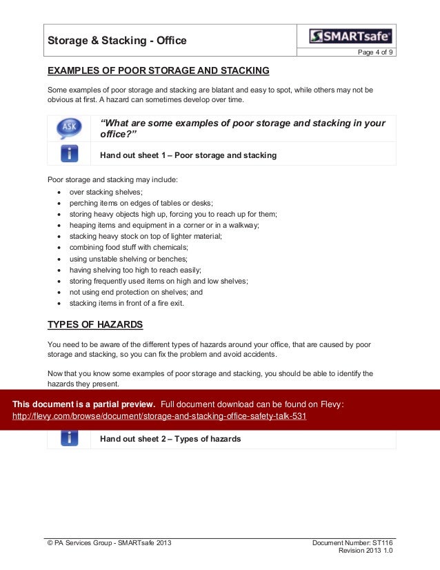 Storage & Stacking Office Safety Talk