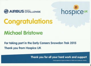 Airbus Charity Challenge Certificate