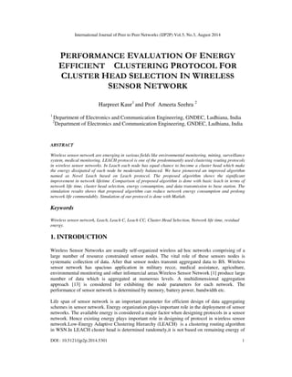 PERFORMANCE EVALUATION OF ENERGY EFFICIENT CLUSTERING PROTOCOL FOR ...