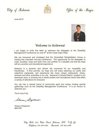 Welcome Letter from Mayor