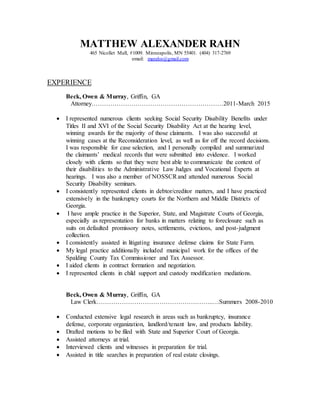 RESUME of MATTHEW ALEXANDER RAHN | DOCX | Legal Services Industry ...