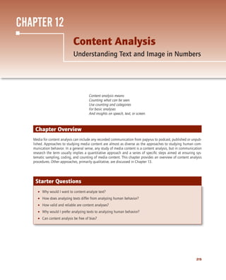 The Relevance of content analysis to the media | PDF