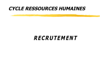 CYCLE RESSOURCES HUMAINES
RECRUTEMENT
 