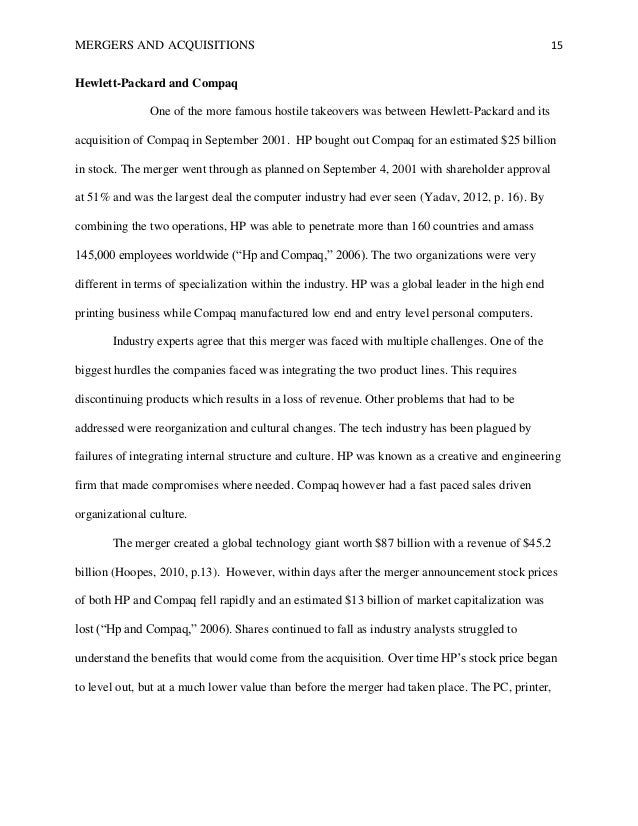 Masters dissertation services mergers and acquisitions
