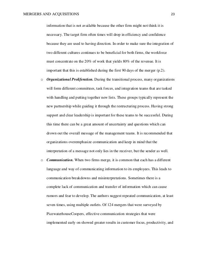 Masters dissertation services mergers and acquisitions