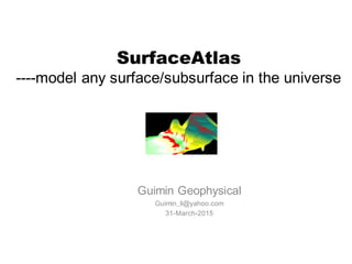 SurfaceAtlas
----model any surface/subsurface in the universe
Guimin Geophysical
Guimin_li@yahoo.com
31-March-2015
 