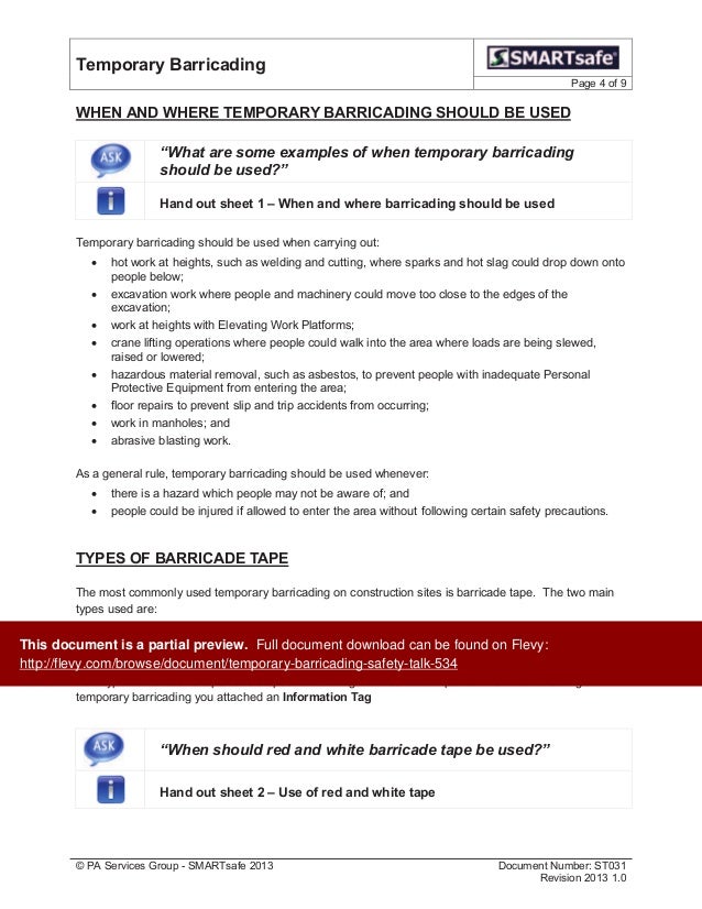 Temporary Barricading Safety Talk