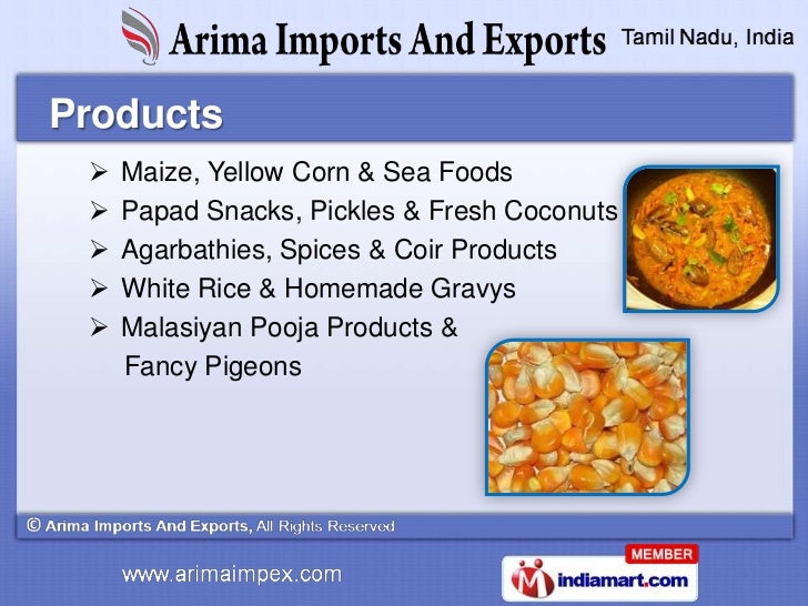 Arima Imports And Exports Tamil Nadu India