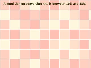 A good sign up conversion rate is between 10% and 33%.
 