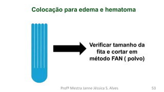 Verificar tamanho da
fita e cortar em
método FAN ( polvo)
Colocação para edema e hematoma
Profª Mestra Janne Jéssica S. Alves 53
 