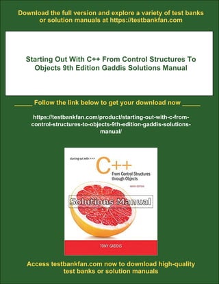 Starting Out With C++ From Control Structures To Objects 9th Edition ...