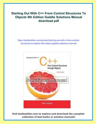 Starting Out With C++ From Control Structures To Objects 9th Edition ...
