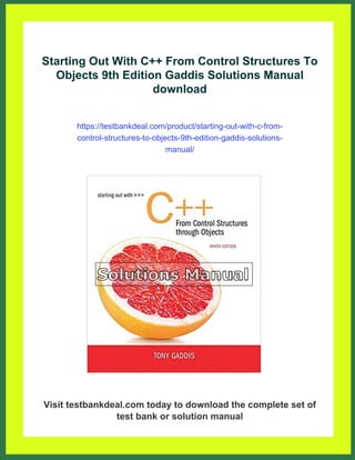 Starting Out With C++ From Control Structures To Objects 9th Edition ...