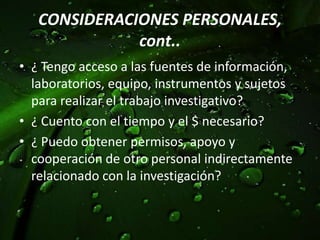 Establecer la dificultad, lo que se desconoce o estáfuncionando malEl problemaobedece a unadificultad. ¿ Porqué, esteproblema a estudiaresunadificultad?¿ A qué se debeesteproblema?