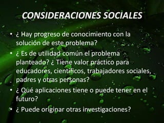 Formular el problema en forma breve y con claridadMinimiza la vaguedad y anbiguedad al momento de formular y redactar el problemadefinido.Incluye en la redacción los elementos del problema y la dificultadque lo estáprovocando.
