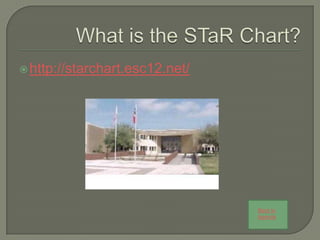  http://starchart.esc12.net/




                                Back to
                                Agenda
 