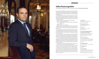 There’s a transition happening in Canada’s oilpatch. A new generation
is emerging, and when the industry comes out of this downturn, it will
be reaching for the reigns, says John Pantazopoulos, whose professional
aspiration is to step up among the ranks of the so-called “experienced
management team.”
Oil and gas company websites are filled with references to experience
because resources plays are expensive, and experience is the closest
thing to proof that things will go well for investors. You can be smart
and have good ideas, but you still face an uphill battle if you’re missing
this essential ingredient.
Financer: “Great, so you want money. What have you done?”
Newbie: “Oh you know, this and that.”
Financer: “But have you bought and sold a company and made money
for investors?”
Newbie: “Not yet.”
Financer: “Okay, call me in five years.”
John has been a chief financial officer for eight years now, and he’s
a founding member of Tangle Creek Energy, but he says he’s still “not
there yet. You have to have a notch on your belt and show that you’ve
had a winner.”
Privately held Tangle Creek will most likely be that notch for John.
There’s no ambiguity about its build-and-sell strategy. How that will play
out through these tough times, though, is still uncertain for the Greece-
born, Canada-raised exec. One thing is clear—sitting back and riding it
out isn’t in John’s DNA.
When the province announced a royalty review, he joined a Canadian
Association of Petroleum Producers (CAPP) committee and helped prepare
industry recommendations for improving Alberta’s royalty program. He
also serves on another CAPP committee that deals with financial issues.
And in his home neighbourhood of West Springs in Calgary, where he
lives with his wife and two young sons, a school shortage prompted his
engagement in a parent group that gathered 5,000 signatures in support
of building and funding schools. The group presented the signatures to
the Alberta Legislature and even met with Jim Prentice several times
when he was premier.
“We fought tooth and nail to get funding, and I think it worked because,
at the end of the day, our school is now being built,” John says.
He also volunteers with the Calgary Board of Education on an audit
committee. He’s on the naming committee of the middle school in his
community. In fact, education has become a bit of a mission in his life.
“Education is the key to society,” John says. “It’s a core fundamental
institution. If you want to see that in action, go to the first day of school. As
you walk in there, you see that the whole community has come together.
It doesn’t matter who you are and where you’re from or what your back-
ground is, they all come together in the school in order to learn and work
towards a common goal.”
Education
Bachelor of commerce, University
of Saskatchewan, 2000
Favourite charities
Anything to do with promoting
public education.
First job
Selling Dickey Dee ice cream in
Moose Jaw, Sask.
If not for your current career,
what would you be doing?
Being a politician. I want the chance to
give back to my community through
public service and dream of being a
politician one day.
Best advice received
In life and in business, conduct yourself
as if everything you do will be published
on the front page of the newspaper the
next day. 
Favourite pastime
Spending time with my family. Travelling.
Favourite movie
Diggstown
Other passions
Poker. It is the one game where winning is
more about playing your opponent than
playing your cards. The worst hand in
poker, if played correctly, can be a winner. 
John Pantazopoulos
Vice-president, finance, and chief financial officer // Tangle Creek Energy
2016 RISING STARS
MAY 2016 | JWNENERGY.COM 4140 MAY 2016 | JWNENERGY.COM
 