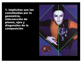 1. Implícitas son las
constituidas por la
geometría,
intersección de
planos, ejes y
diagonales de la
composición
 