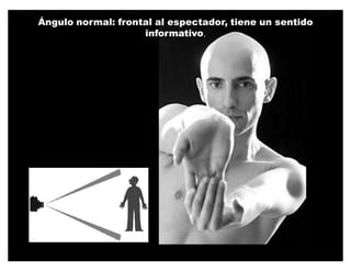 Ángulo normal: frontal al espectador, tiene un sentido
                    informativo.
 