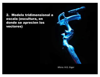 2. Modelo tridimensional a
escala (escultura, en
donde se aprecien los
vectores)




                             Micro. H.G. Giger
 