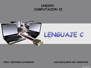 UNEXPO
                           COMPUTACION II




PROF: GIOCONDA ECHENIQUE            LUIS ESCALANTE EXP: 2008247003
 