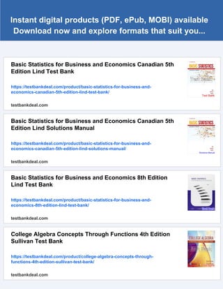 Statistics for Business and Economics Canadia 5th Edition Lind Test ...