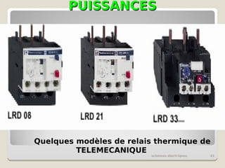 PUISSANCES
PUISSANCES
schémas électriques 41
Quelques modèles de relais thermique de
TELEMECANIQUE
 